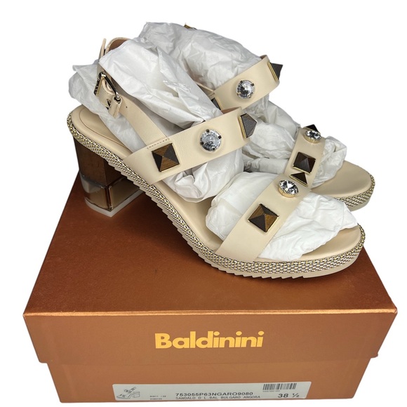 BALDININI WOMENS SANDAL HEELS BEIGE PINK WITH CLEAR HEEL SZ EU 38.5 - Picture 2 of 10